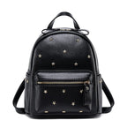Luxury Black Leather Backpack – Minimal Rivet Mini Travel Bag