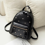 Luxury Black Leather Backpack – Minimal Rivet Mini Travel Bag